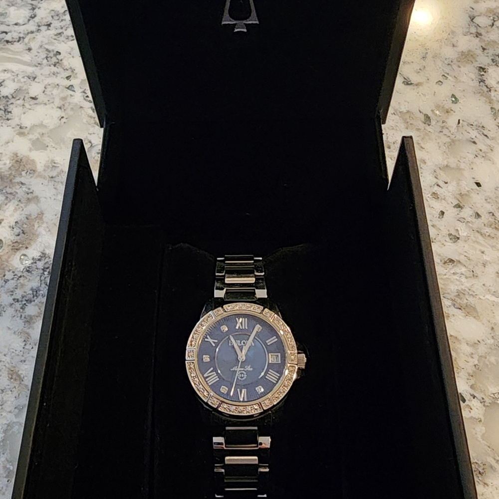 Bulova Silver and Blue Women's Watch